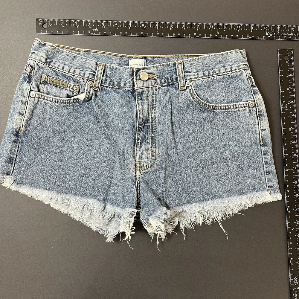 Vintage Calvin Klein Distressed Cutoff Jean Shorts Women's 13 90s Ripped